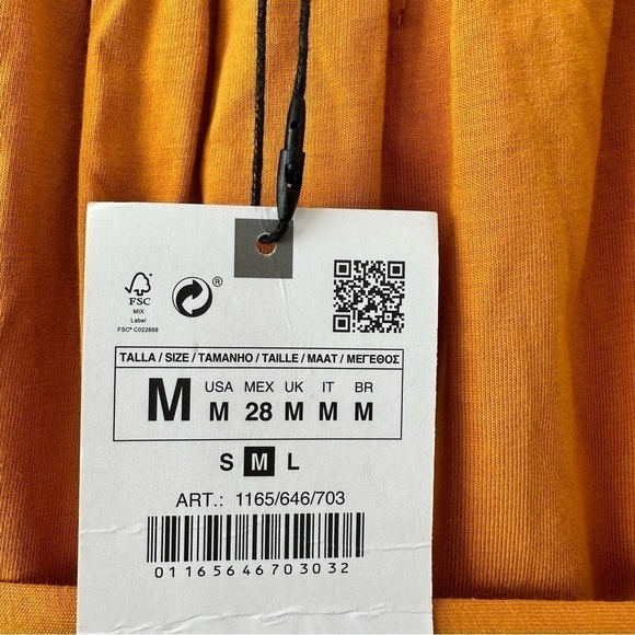 Zara-cotton Turmeric Yellow Tube Midi Dress - Picture 9 of 9